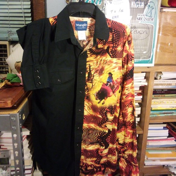 WRANGLER LS VINTAGE SNAP BULLRIDER/BLACK SHIRT SX XL - Picture 1 of 5